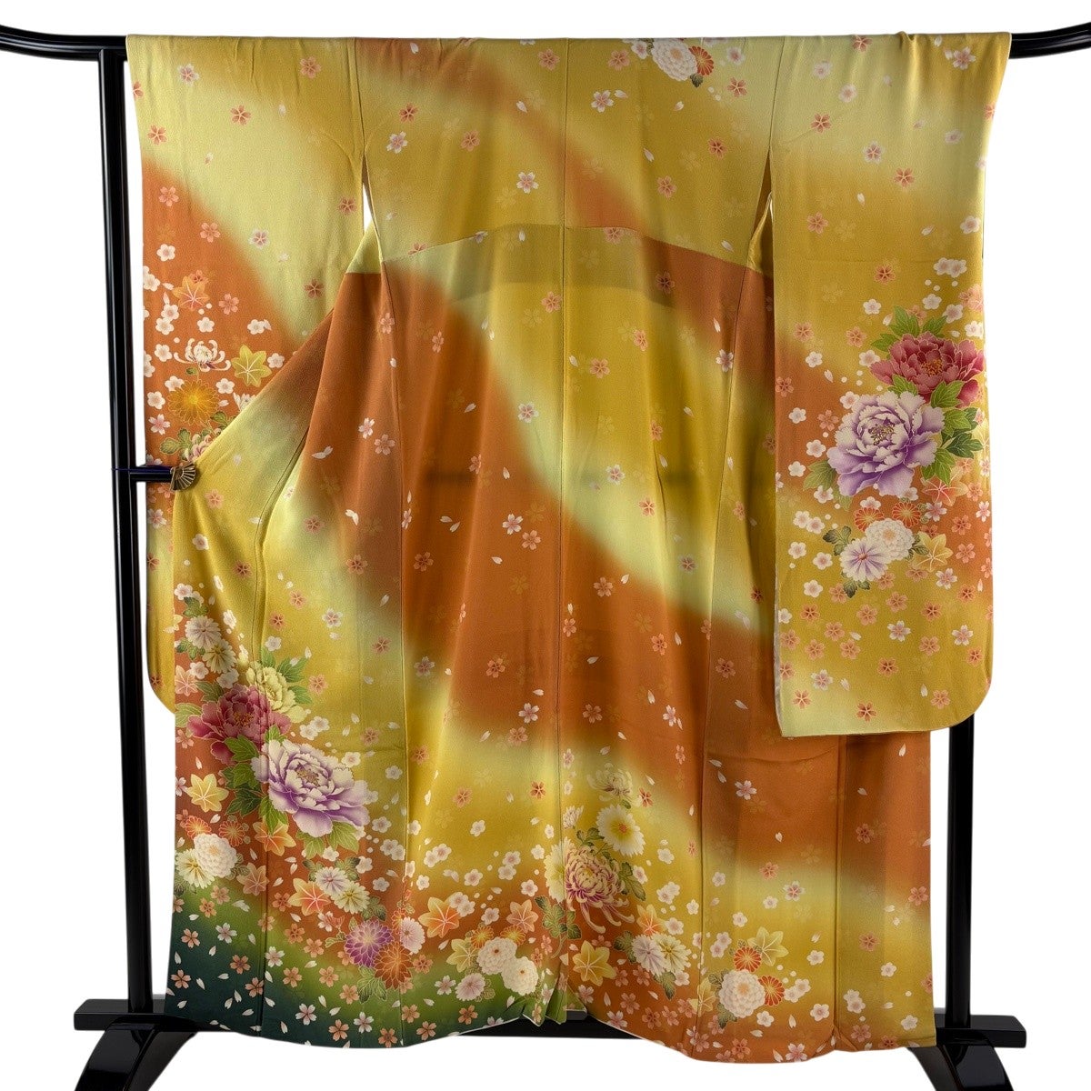 30%OFF 名古屋帯 優品 菊 地紋 絞り 黄色 正絹 K30｜中古・古着