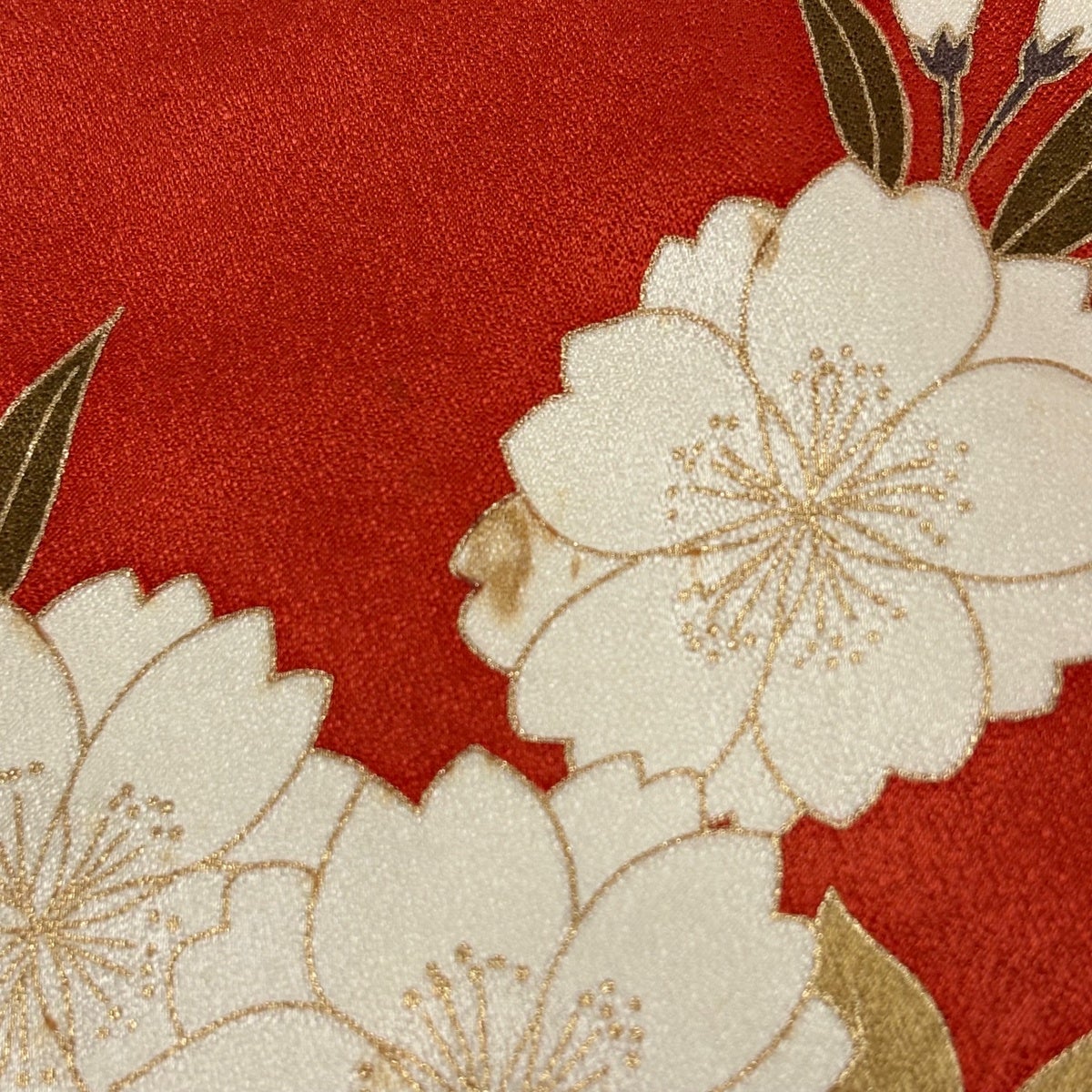 振袖 身丈174cm 裄丈66.5cm M 袷 孔雀 桜 金糸 金彩 朱色 正絹 名品
