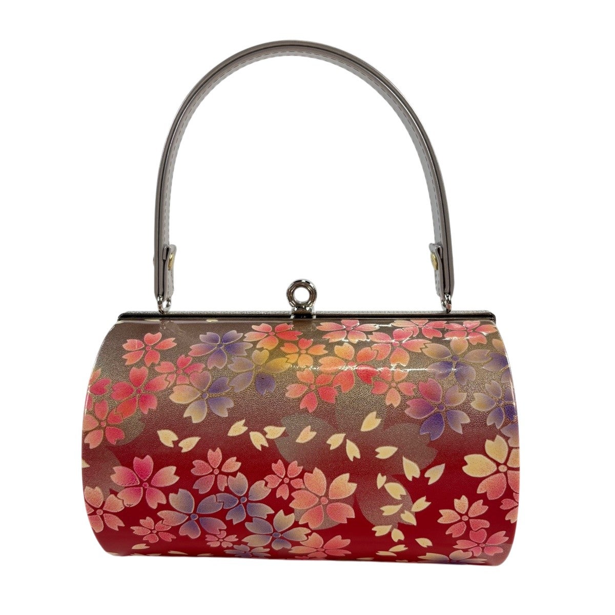 美品】和装バッグ 優品 フォーマル 桜 花びら 金銀彩 ぼかし 赤