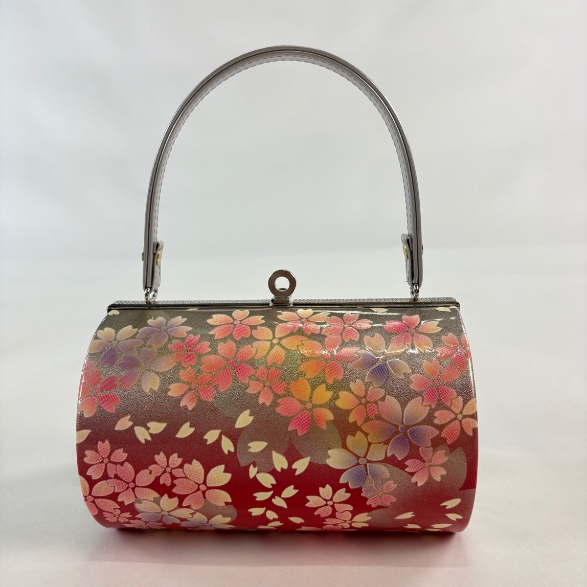 美品】和装バッグ 優品 フォーマル 桜 花びら 金銀彩 ぼかし 赤