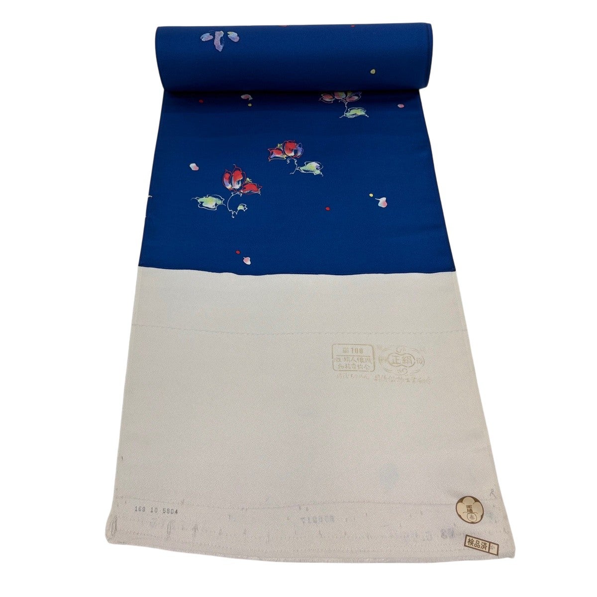 反物 秀品 小紋 やまと 枝花 枝梅 青灰色 正絹｜中古・古着
