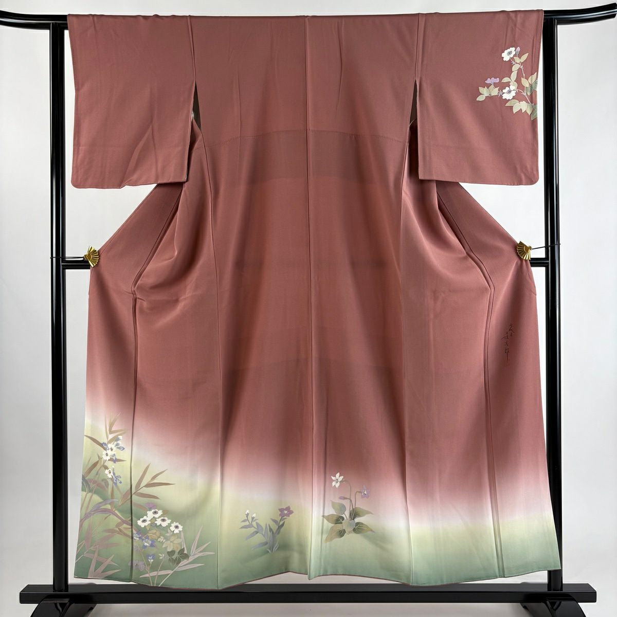 訪問着 身丈162cm 裄丈62cm S 袷 二代目清次郎 落款あり 桜 花びら