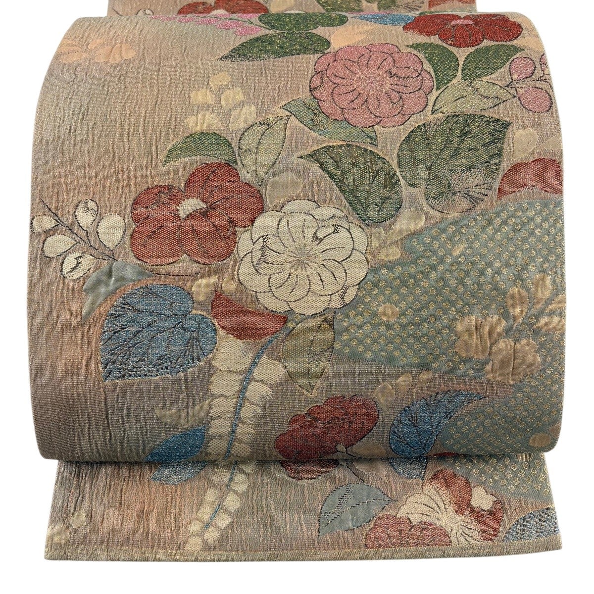 袋帯 秀品 夏帯 絽 秋草 箔 灰白 六通 正絹｜中古・古着・リサイクル
