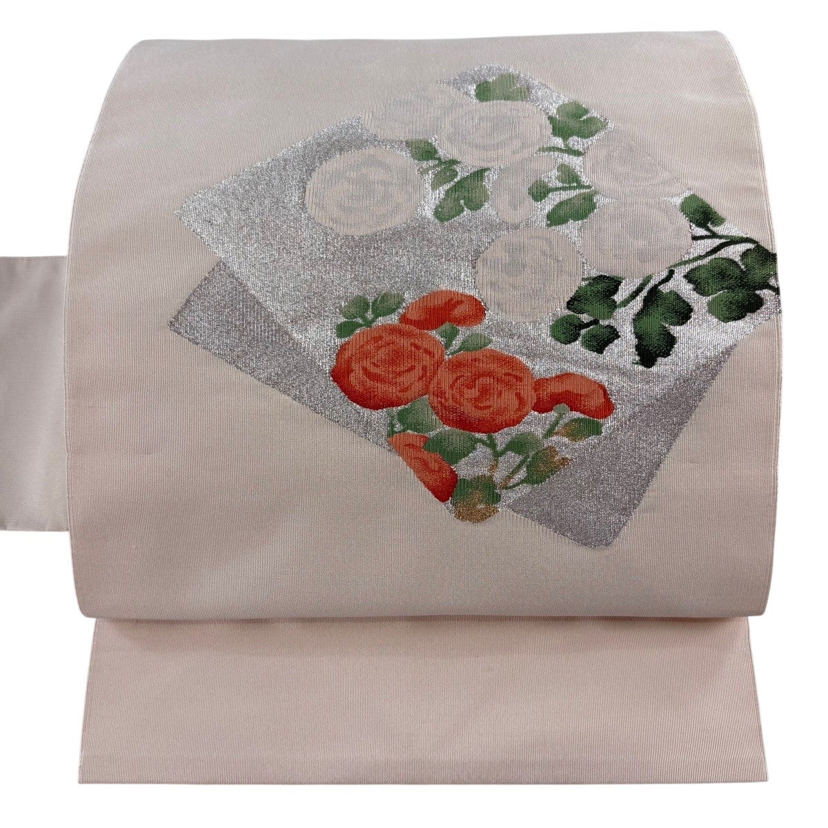 名古屋帯 優品 枝花 ベージュ 正絹｜中古・古着・リサイクル着物通販
