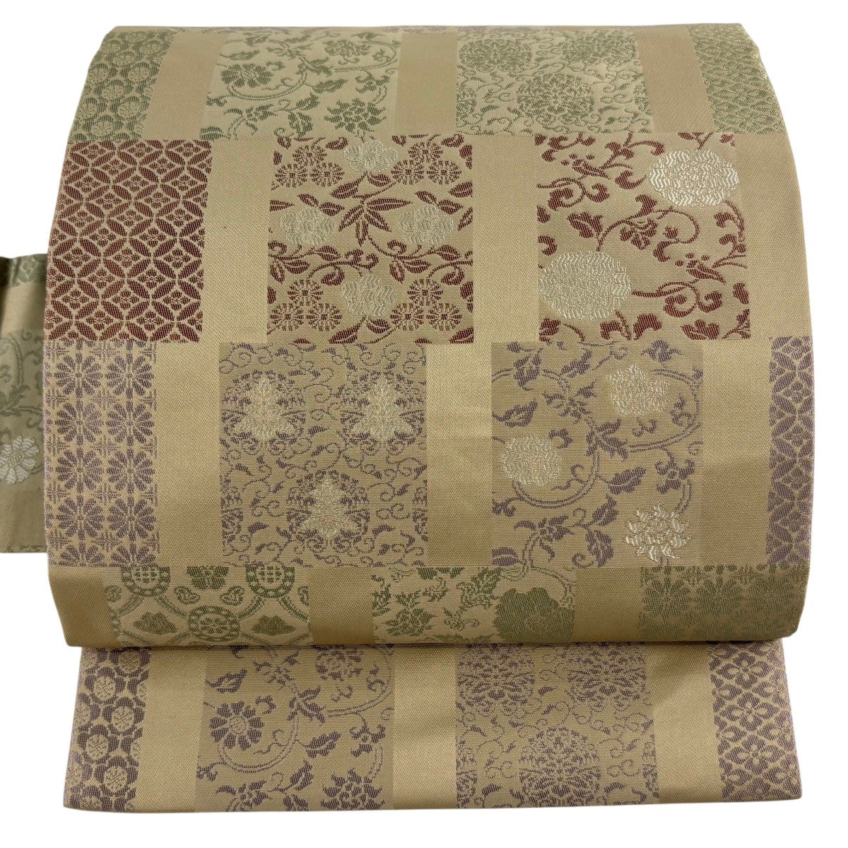 美品】 名古屋帯 優品 花唐草 七宝 灰茶 正絹｜中古・古着・リサイクル