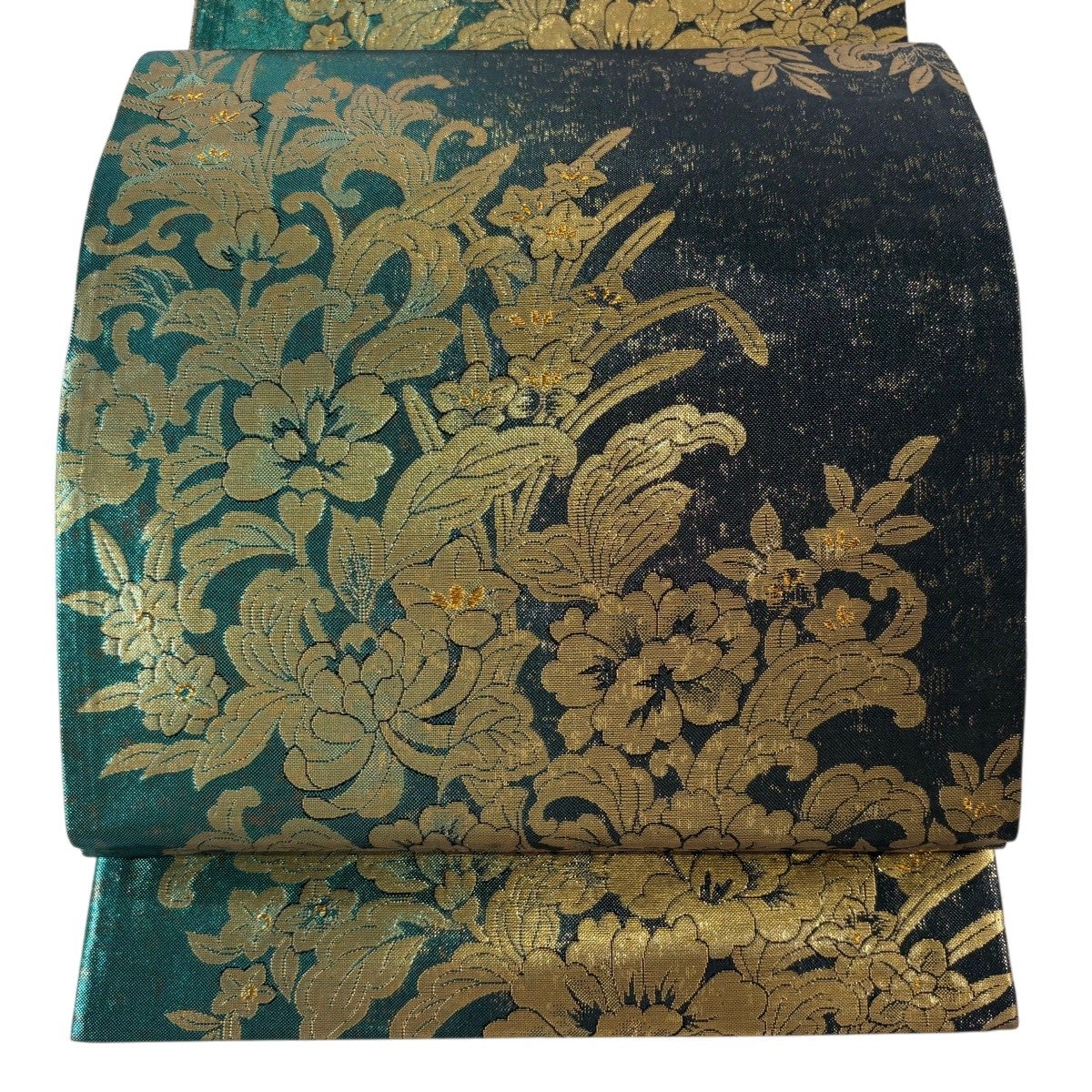 美品】 袋帯 名品 夏帯 絽 竹 草花 金銀糸 箔 黒 六通 正絹｜中古