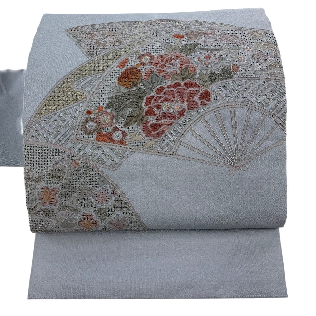 名古屋帯 優品 落款あり 草花 金通し 金彩 茶色 正絹｜中古・古着