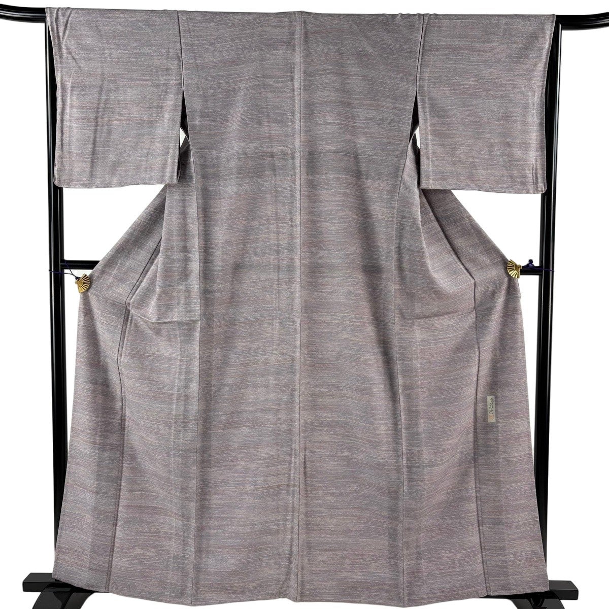 小紋 身丈150cm 裄丈61.5cm 正絹 美品 名品 【中古】 美品】 小紋 身丈157.5cm 裄丈65.5cm M 単衣 色紙 草花 濃紫 正絹 秀品