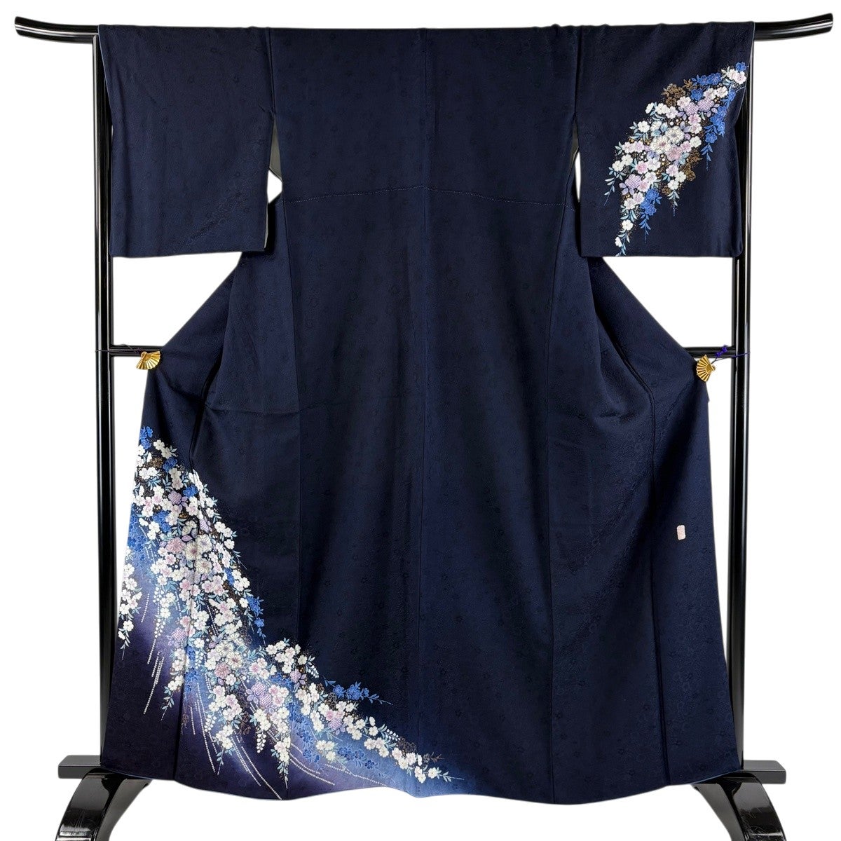 振袖 紺色 辻ヶ花 正絹 【中古】 身丈162cm 裄丈66.5cm 厳選 絞り古典振袖（辻が花／濃紺）20027 | おりえん 振袖ネット