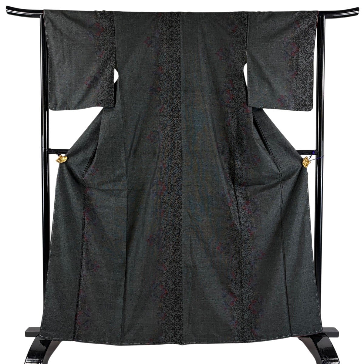 【大島紬】●泥染●生糸● 身丈 160cm裄丈 66cm 袖丈 49cm 美品】 大島紬 身丈160.5cm 裄丈66cm M 袷 名古屋帯セット 純泥染 証紙