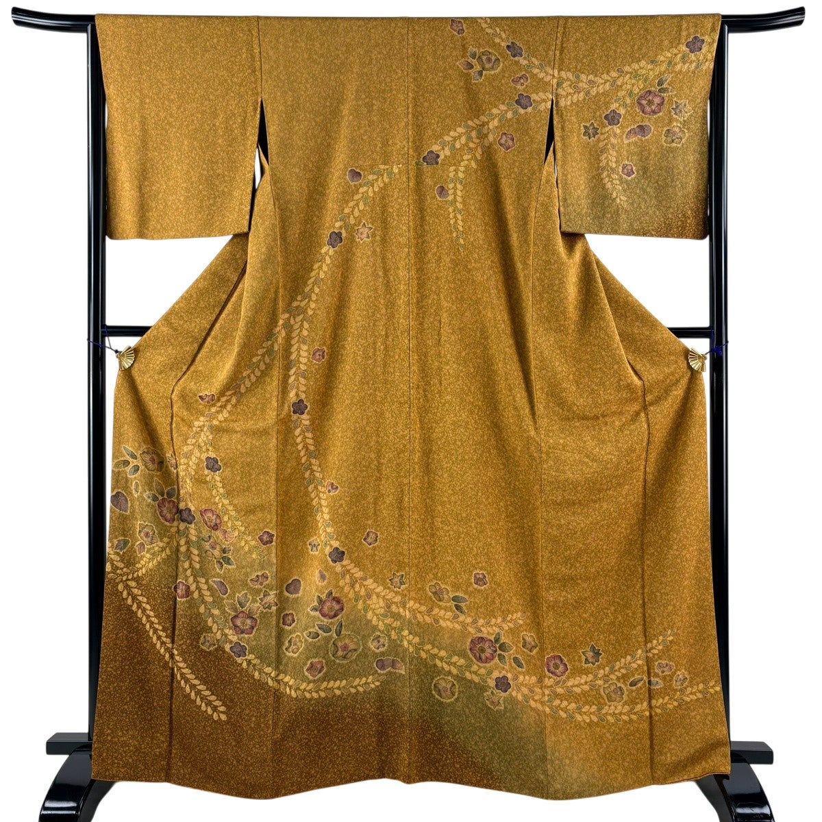 美品】 訪問着 身丈166.5cm 裄丈65.5cm M 袷 辻が花柄 椿 染め分け