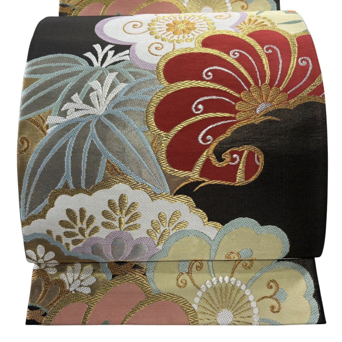 美品】 名古屋帯 秀品 笹蔓 金彩 灰色 正絹|中古・古着・リサイクル 美品】 名古屋帯 秀品 笹蔓 金彩 灰色 正絹|中古・古着・リサイクル