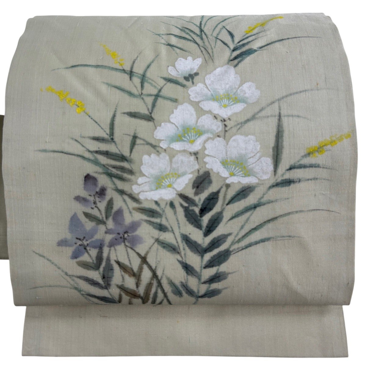 名古屋帯 優品 落款あり 夏帯 絽 紫陽花 クリーム 正絹｜中古・古着