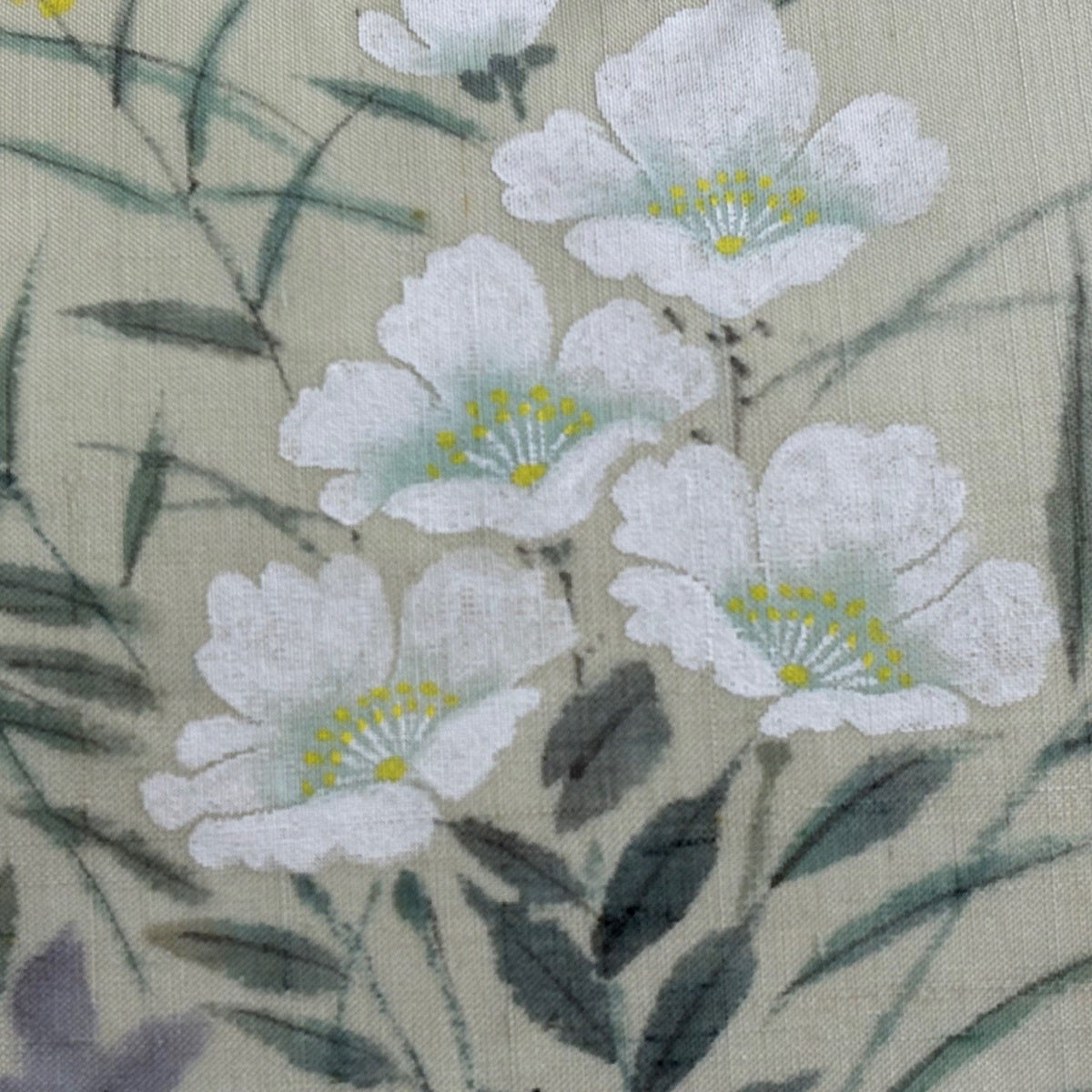 名古屋帯 名品 落款あり 夏帯 草花 薄緑 正絹｜中古・古着・リサイクル