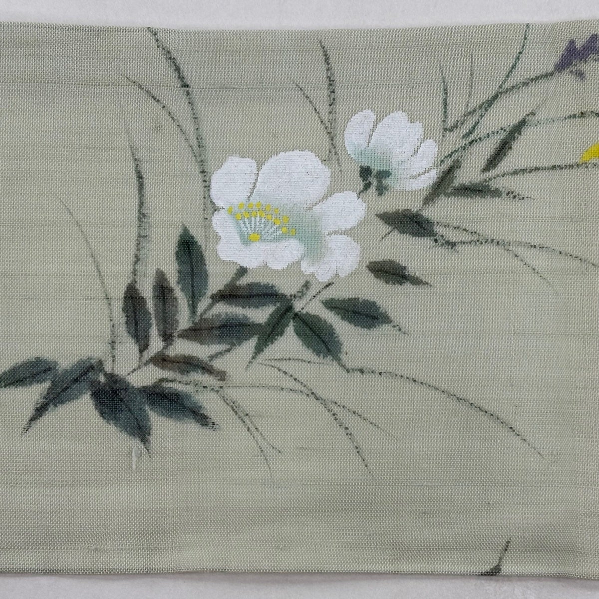 名古屋帯 名品 落款あり 夏帯 草花 薄緑 正絹｜中古・古着・リサイクル