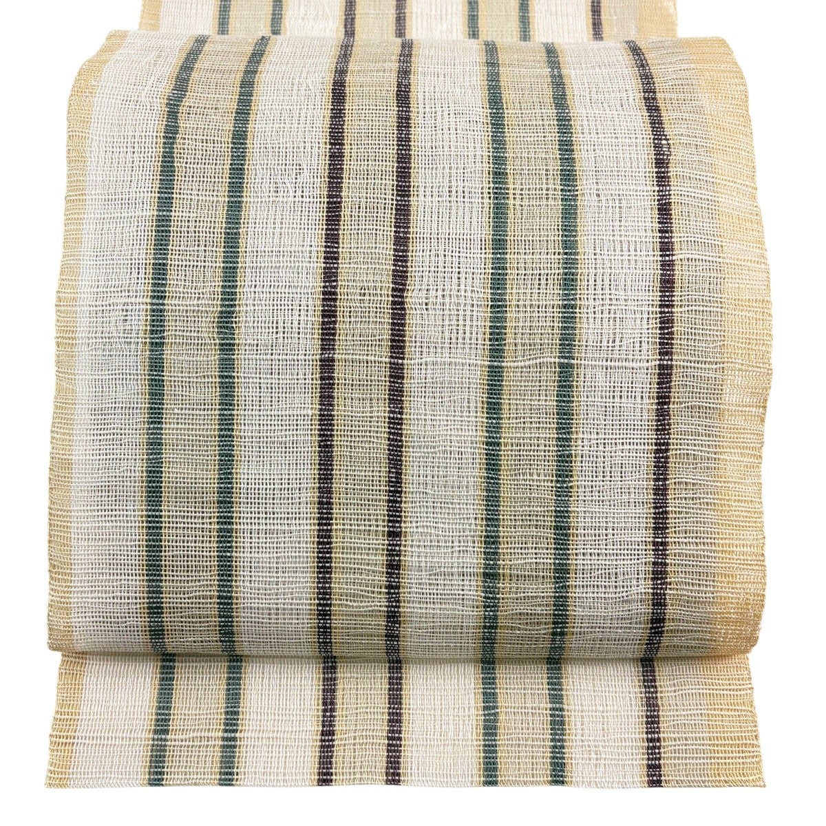 美品】 名古屋帯 秀品 夏帯 八寸名古屋帯 松葉仕立て 斜縞