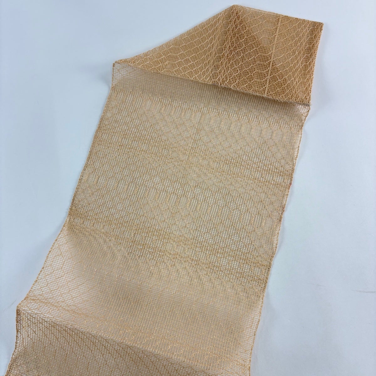 名古屋帯 秀品 夏帯 羅 八寸名古屋帯 松葉仕立て 幾何学模様 箔 金糸