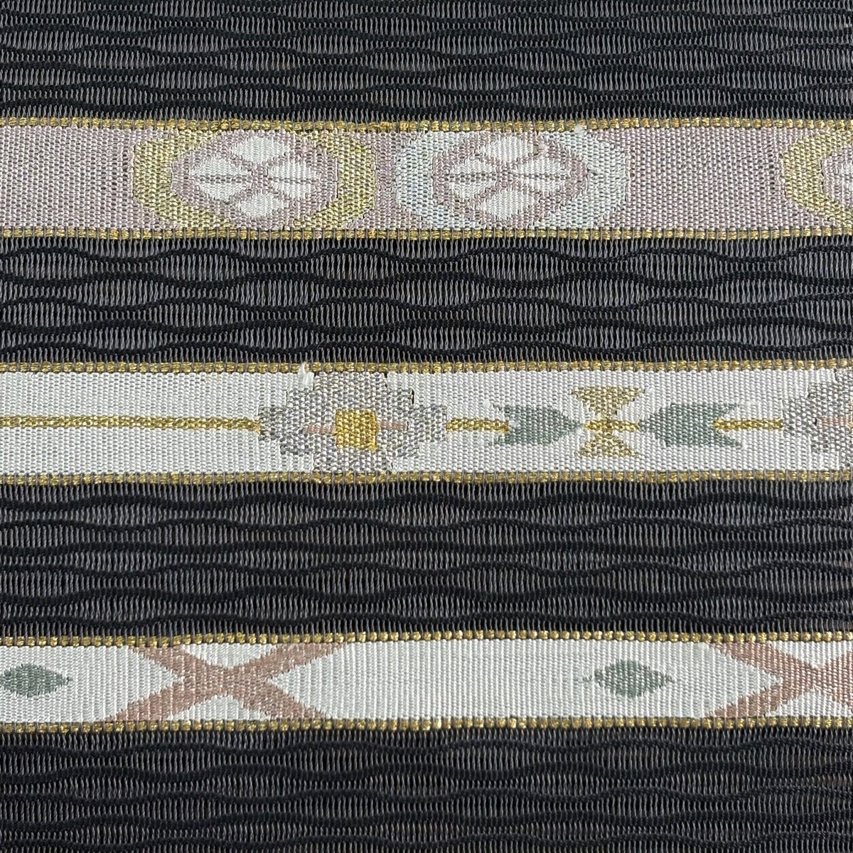 名古屋帯 秀品 夏帯 絽 八寸名古屋帯 松葉仕立て トンネル仕立て 幾何