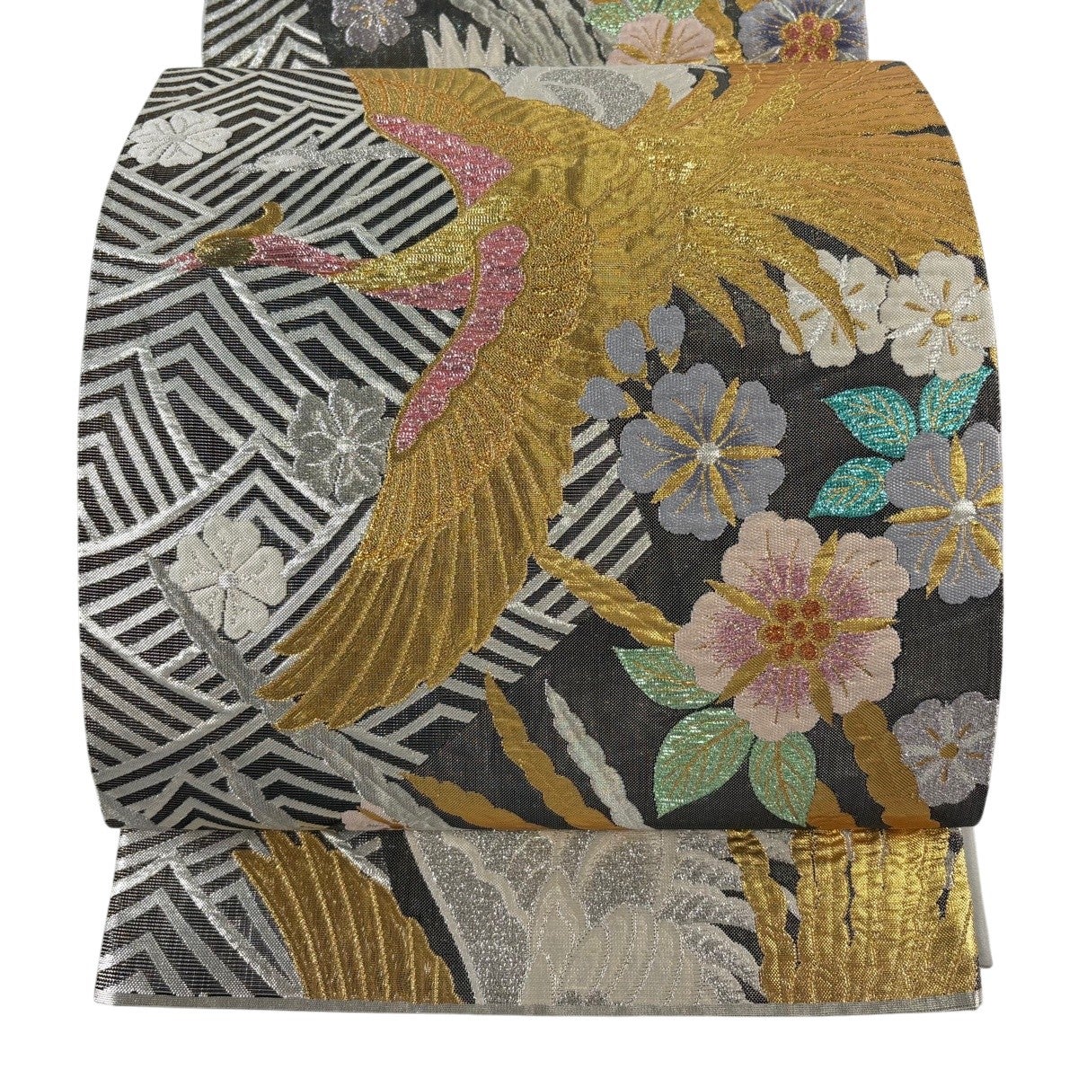 袋帯 美品 秀品 有職鳳桐文様 鳳凰 桐 唐織 箔 紫 六通
