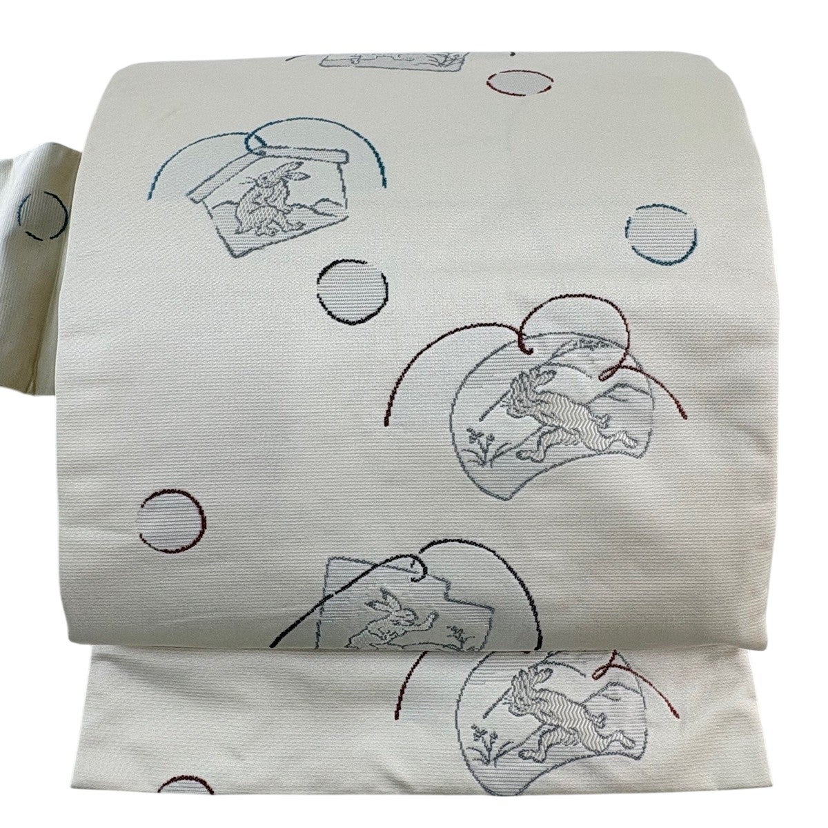名古屋帯 名品 絵馬 鳥獣戯画 クリーム 正絹｜中古・古着・リサイクル