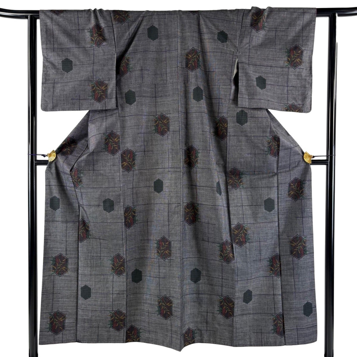 美品】 紬 身丈153.5cm 裄丈62cm S 袷 菊 茶色 正絹 秀品｜中古・古着