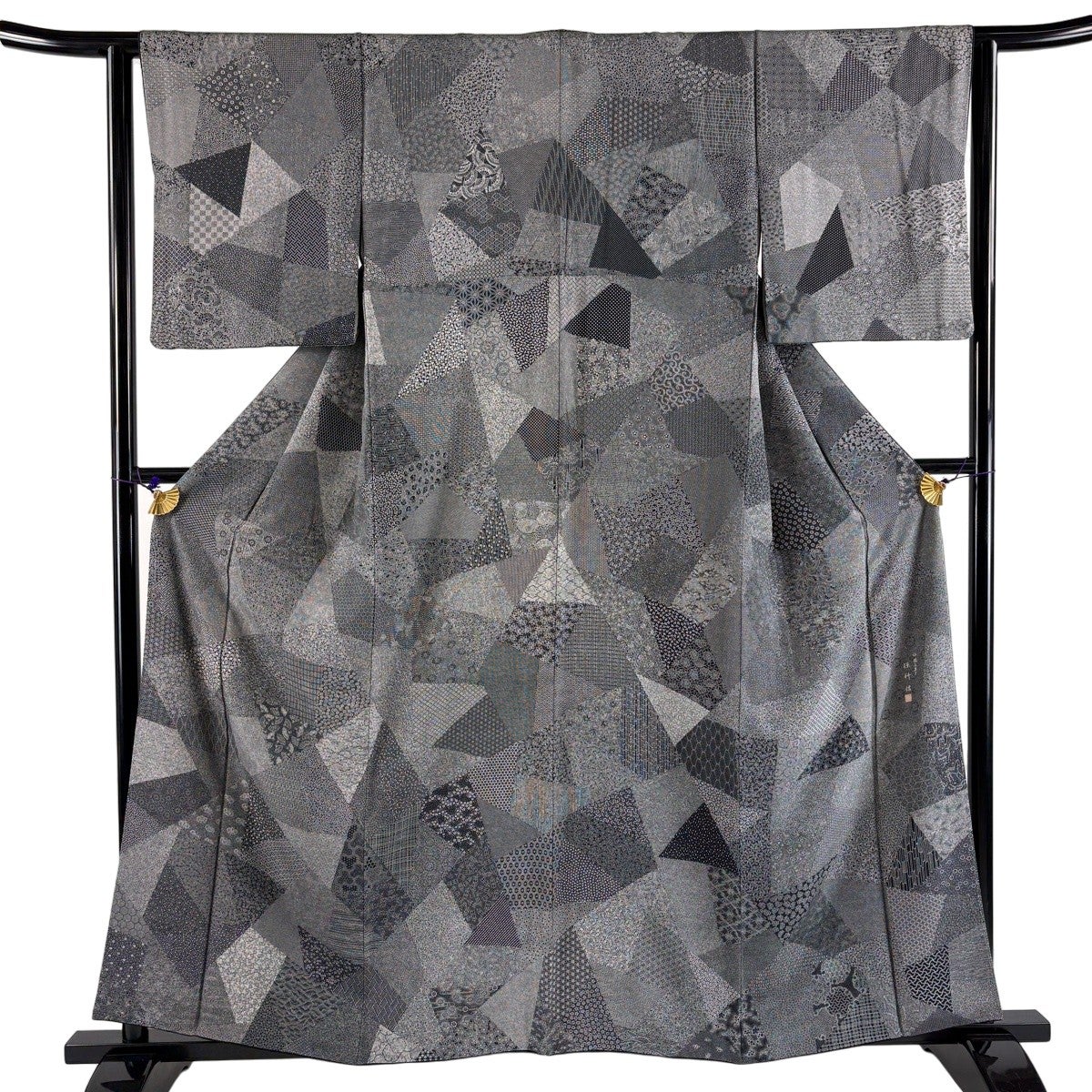 美品】 江戸小紋 身丈158cm 裄丈62cm S 袷 保科信 落款あり 寄せ柄