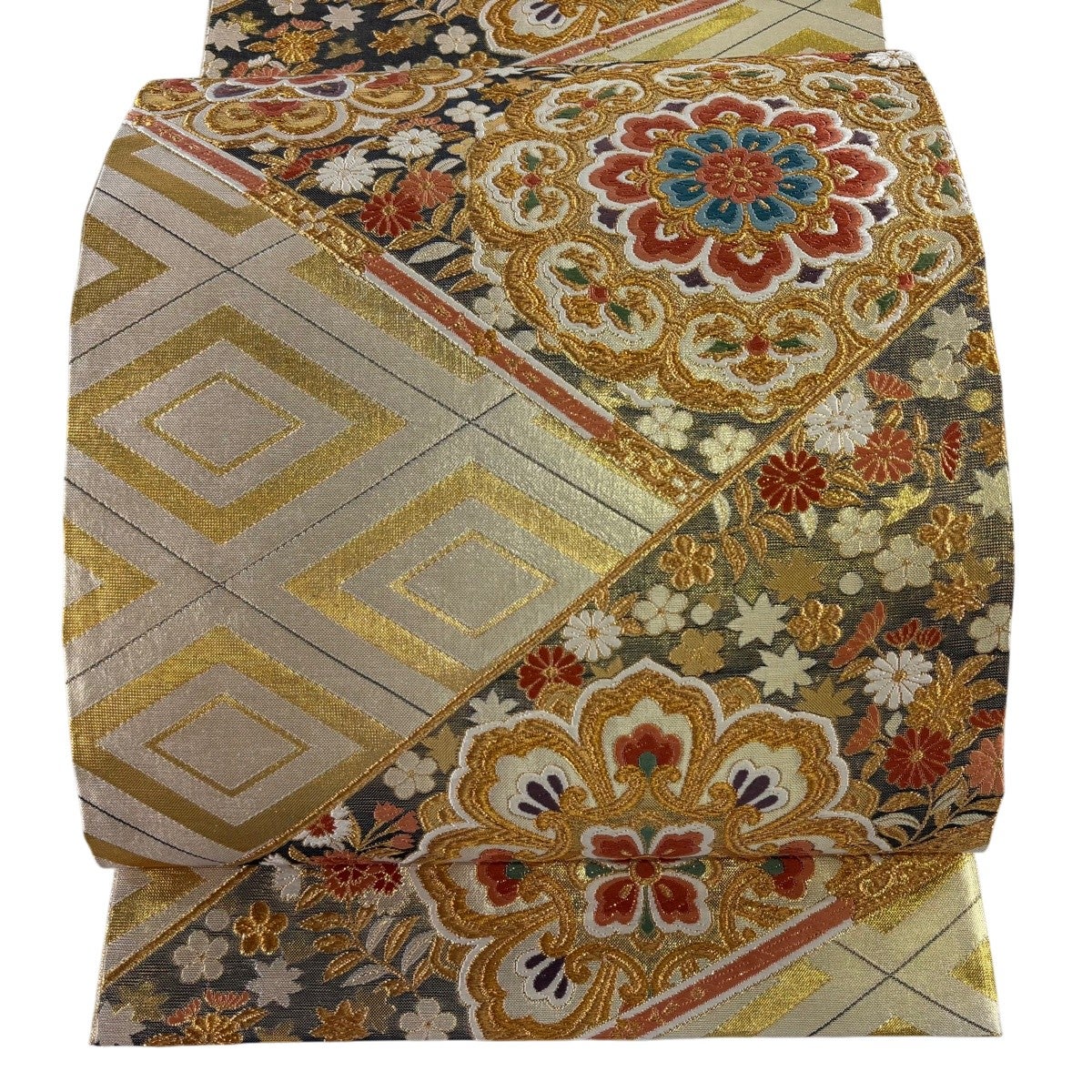 美品】 袋帯 秀品 蜀江華文 金糸 唐織 金色 六通 正絹｜中古・古着