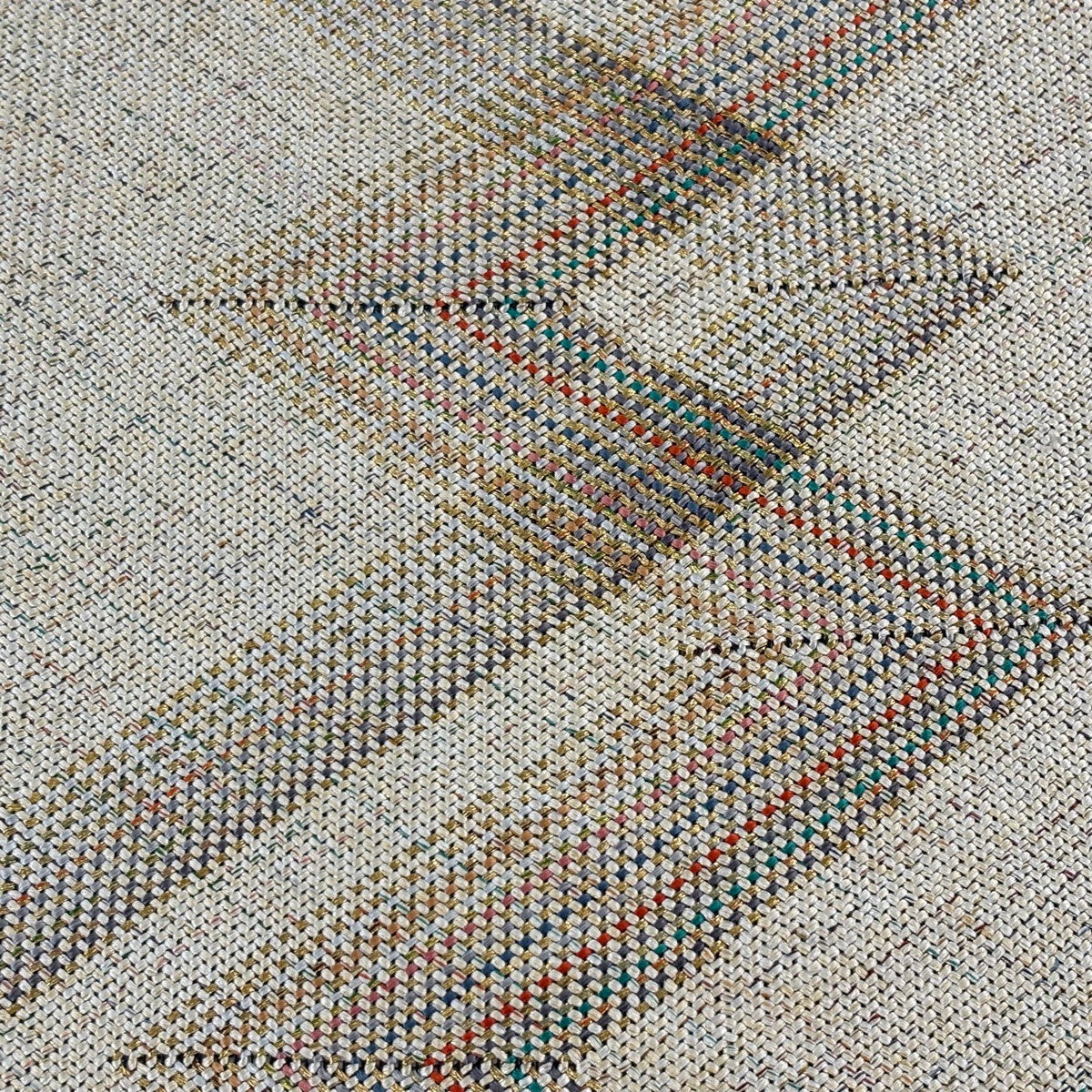 30%OFF 【美品】 名古屋帯 秀品 幾何学模様 金糸 薄茶色 正絹 K30