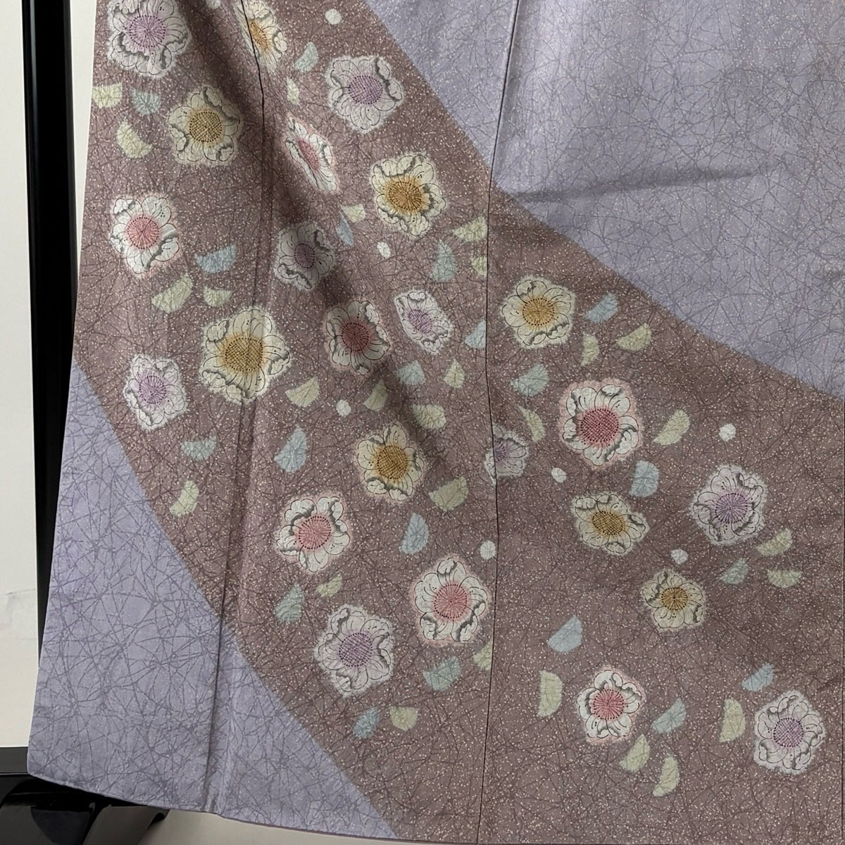 訪問着 身丈164.5cm 裄丈64.5cm M 袷 紬地 辻が花柄 幾何学模様 絞り