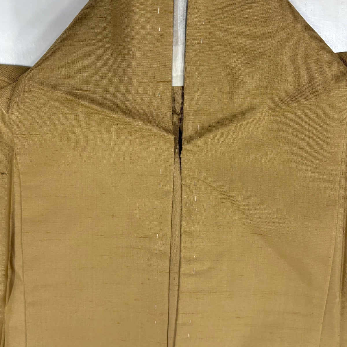 付下げ 身丈158cm 裄丈64cm M 単衣 紬地 桔梗 芝垣 黄土色 正絹 秀品