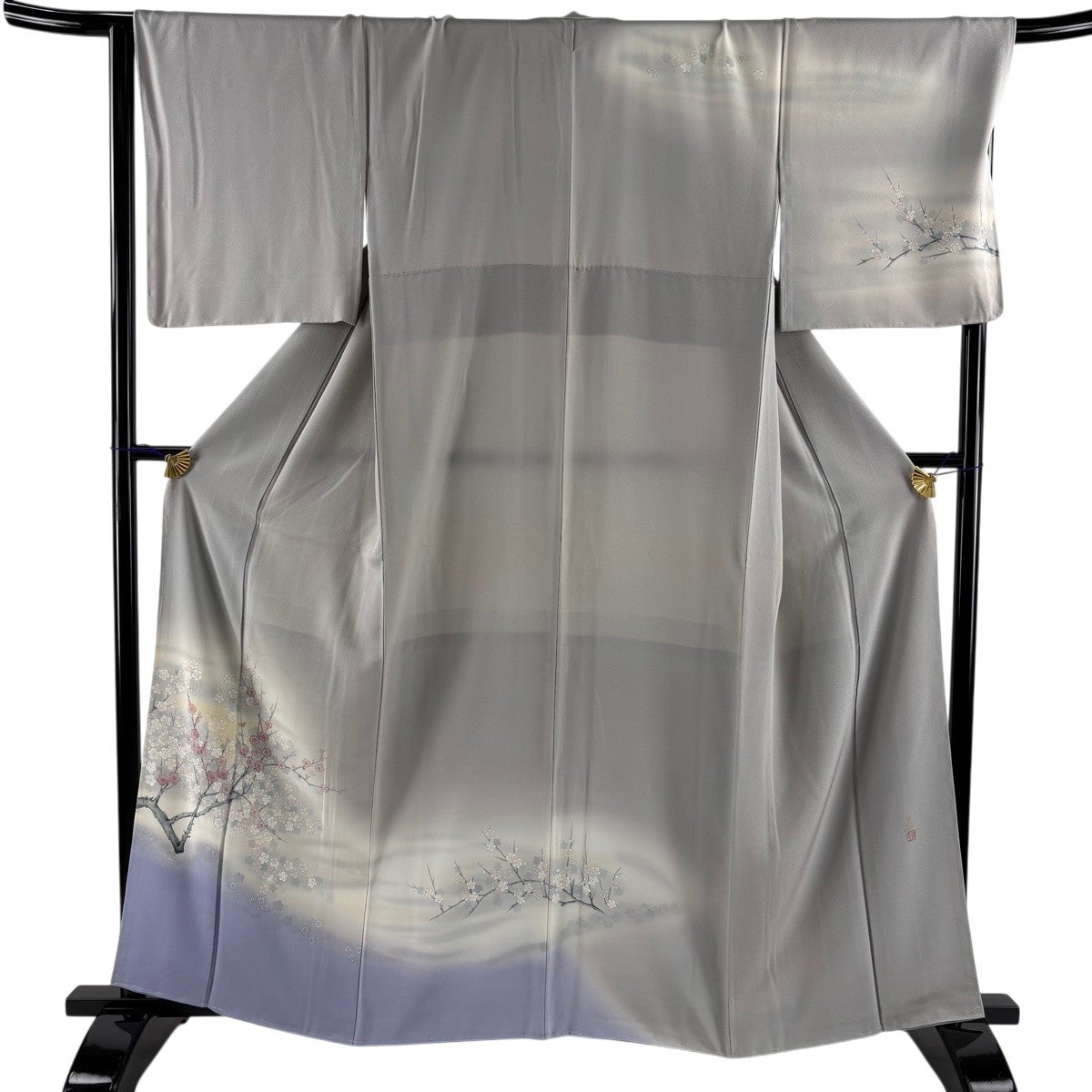 美品】 付下げ 身丈162cm 裄丈67.5cm L 袷 落款あり 枝梅 染め分け