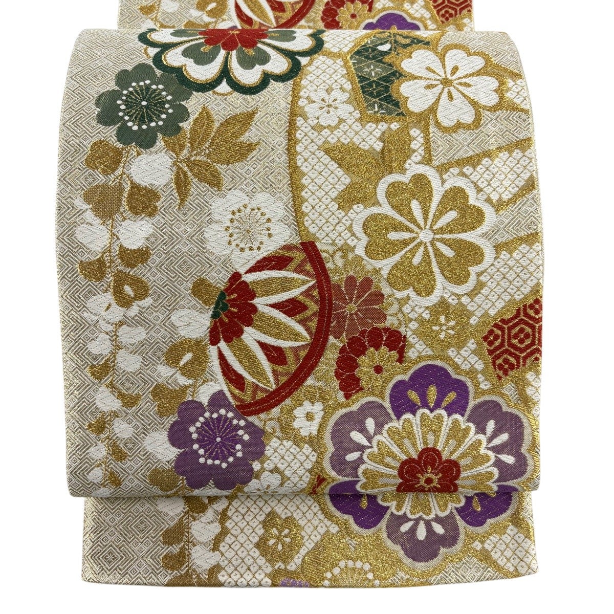 袋帯 秀品 手鞠 桜 金糸 箔 金色 六通 正絹｜中古・古着・リサイクル