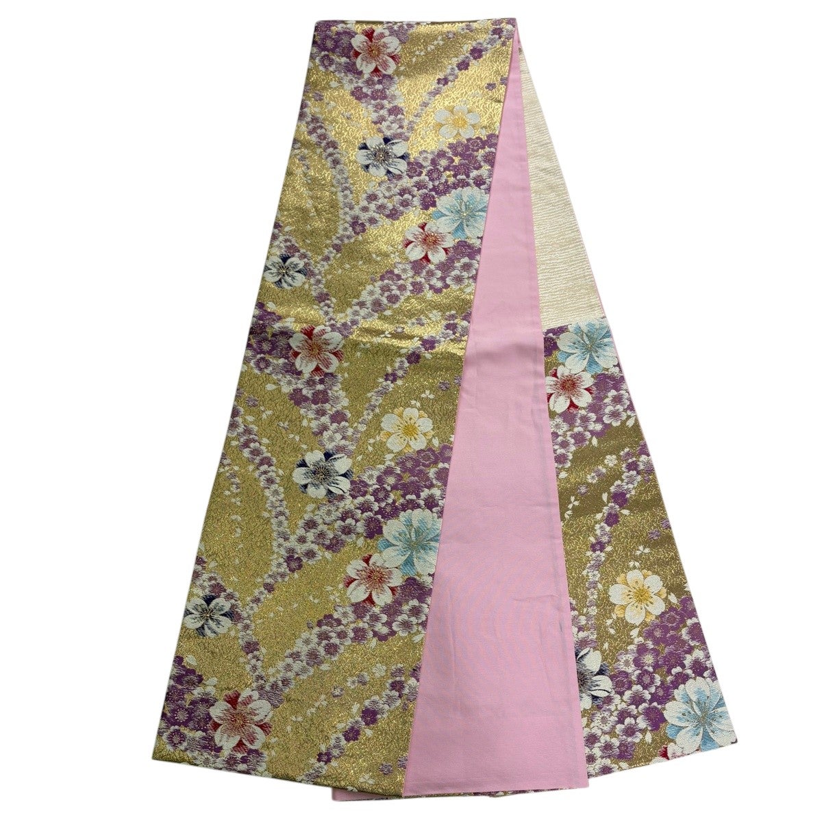 【美品】 振袖 身丈168.5cm 裄丈70cm 正絹 名品 【中古】 美品】 振袖 身丈168.5cm 裄丈70cm L 袷 袋帯フルセット 鼓 草花 金彩