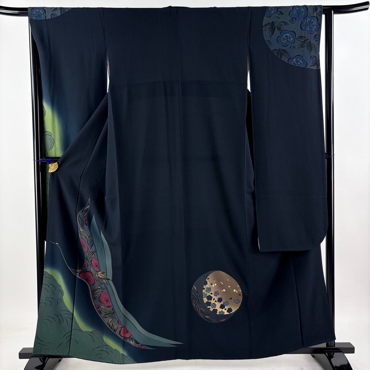 30%OFF 振袖 身丈161.5cm 裄丈64cm M 袷 袋帯フルセット 梅 波 金彩