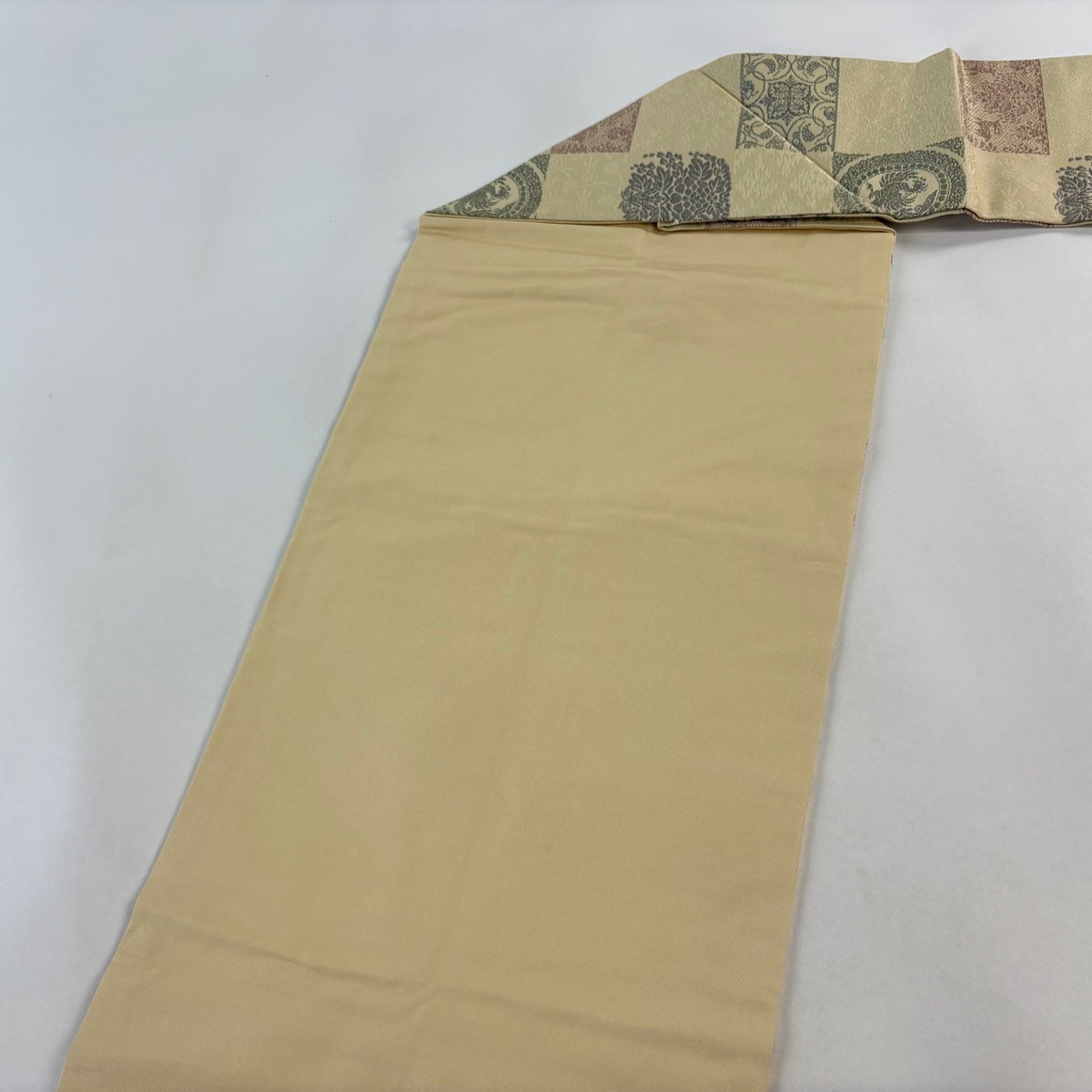 美品】 名古屋帯 優品 樹下双獣文 華文 クリーム 正絹｜中古・古着