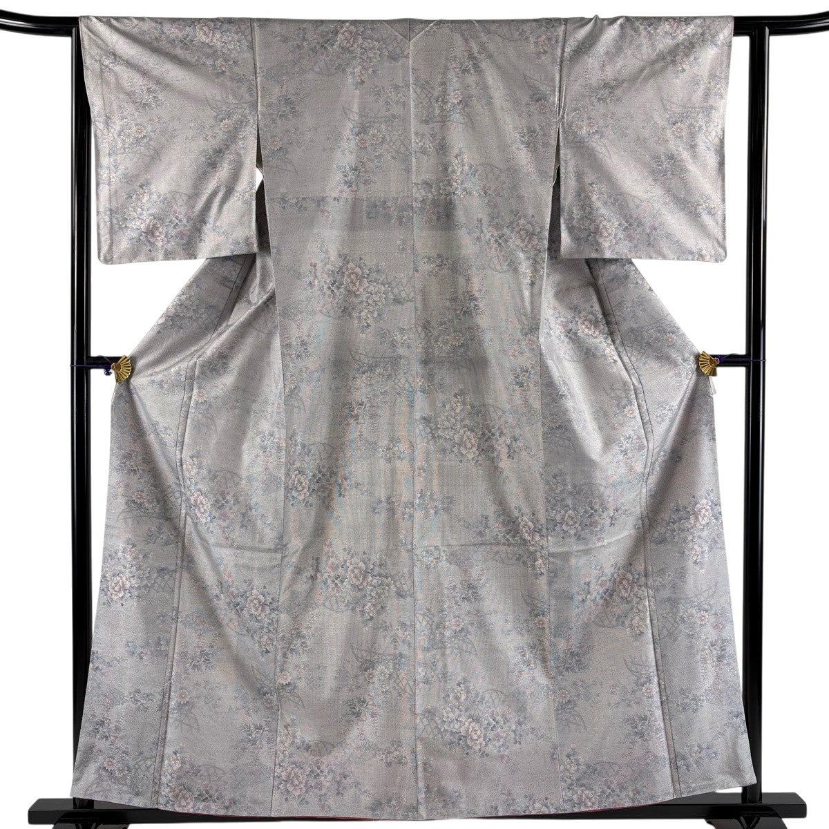 美品】 大島紬 身丈158cm 裄丈63cm S 袷 都喜ヱ門 証紙あり 草花 光悦