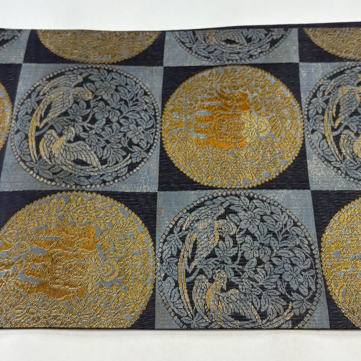 美品】 袋帯 逸品 紋屋井関 落款あり 御寮織 象 花鳥 金糸 箔 紫 六通