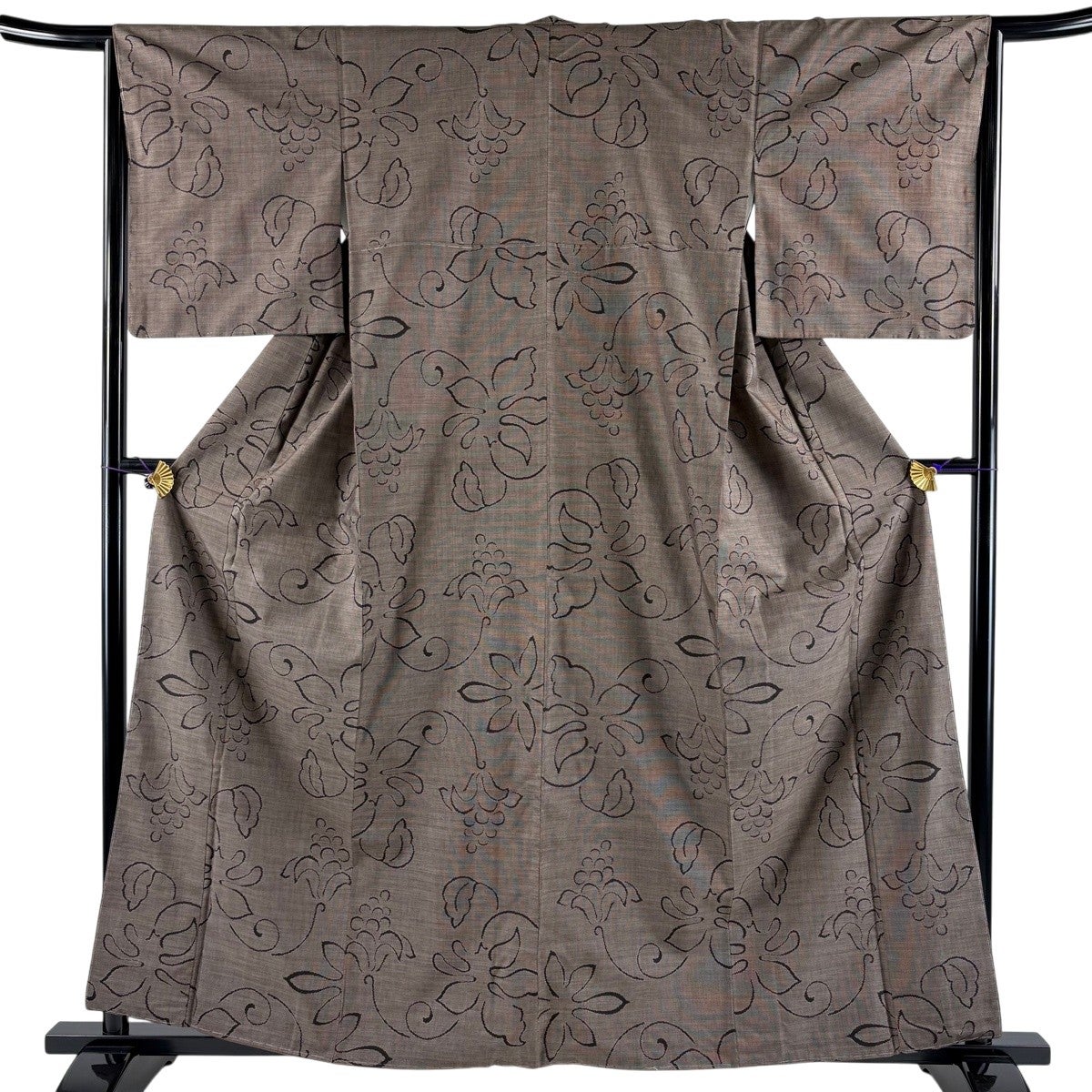 美品】 大島紬 身丈158.5cm 裄丈65cm M 袷 純泥染 証紙あり 市松 華文