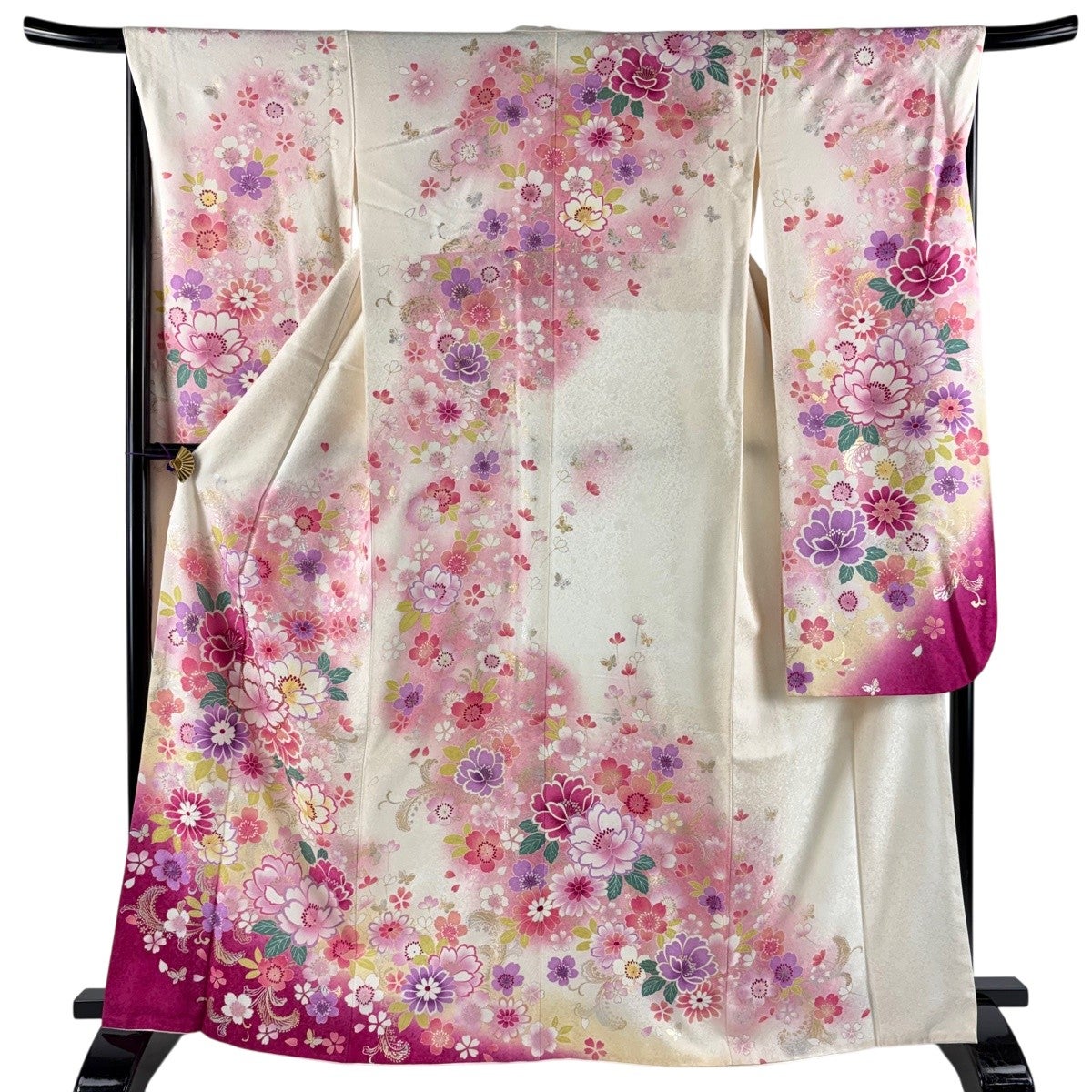 振袖 美品 名品 桜 ヱ霞 金彩 ぼかし 水色 袷 身丈157.5cm 裄丈