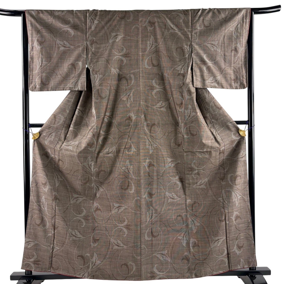 美品】 大島紬 身丈160.5cm 裄丈64.5cm M 袷 純泥染 証紙あり 花唐草