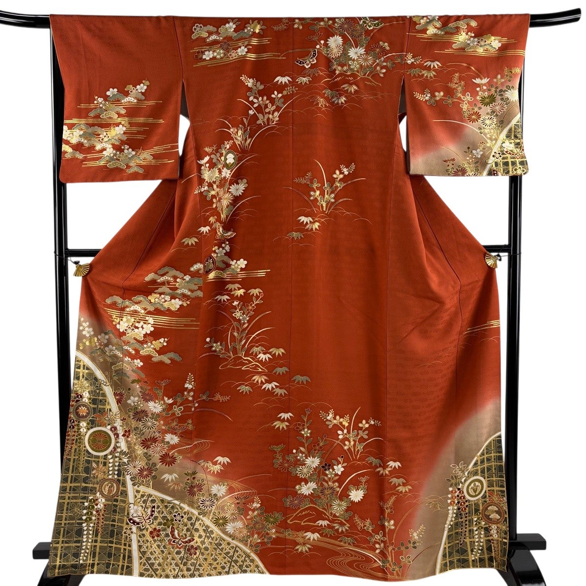 訪問着 身丈157.5cm 裄丈66.5cm M 袷 辻が花柄 笠松 金彩 ぼかし 薄紫 訪問着 身丈157.5cm 裄丈66.5cm M 袷 辻が花柄 笠松 金彩 ぼかし 薄紫