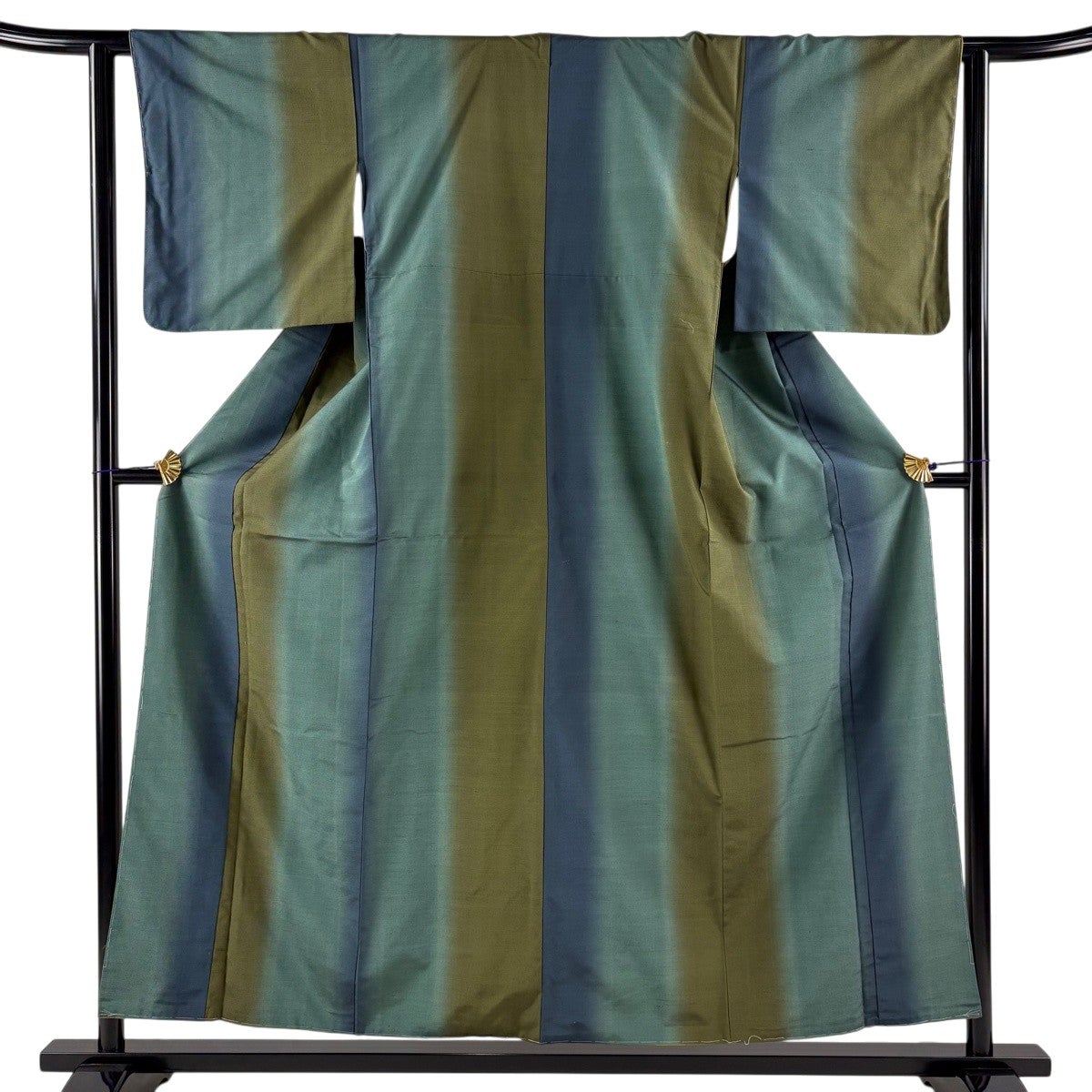 美品】 紬 身丈169.5cm 裄丈66cm L 袷 名古屋帯セット 縦ぼかし柄 紫