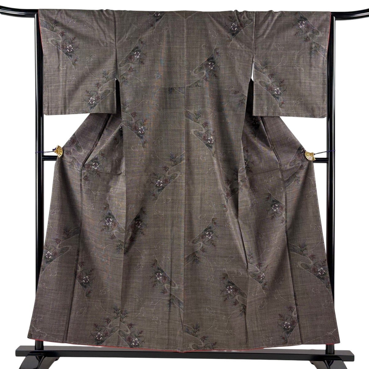 美品】 大島紬 身丈159.5cm 裄丈63.5cm S 袷 純泥染 証紙あり 色紙
