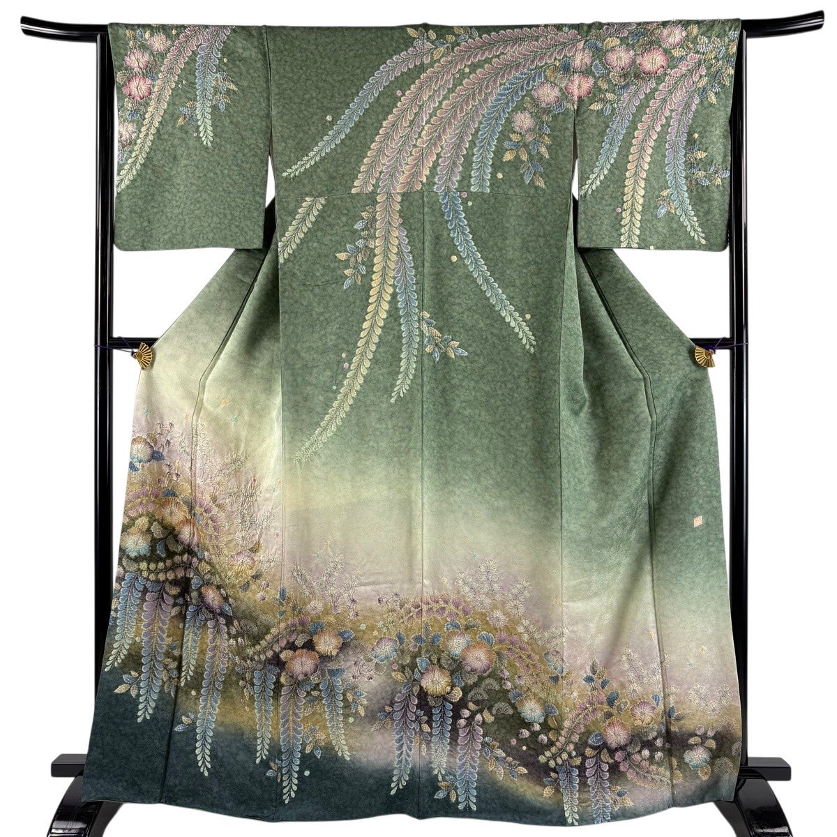 美品】 訪問着 身丈167cm 裄丈64cm M 袷 落款あり 辻が花 銀通し 金彩