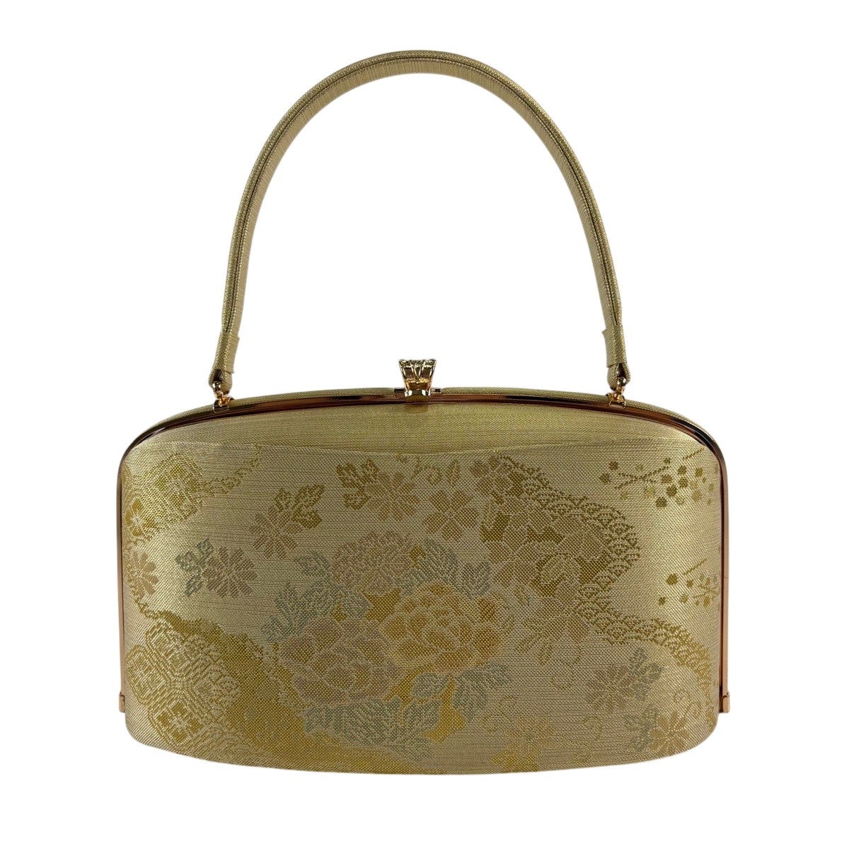 在庫一掃】 【美品】和装バッグ 優品 フォーマル ねじ梅 桜 金糸 金色