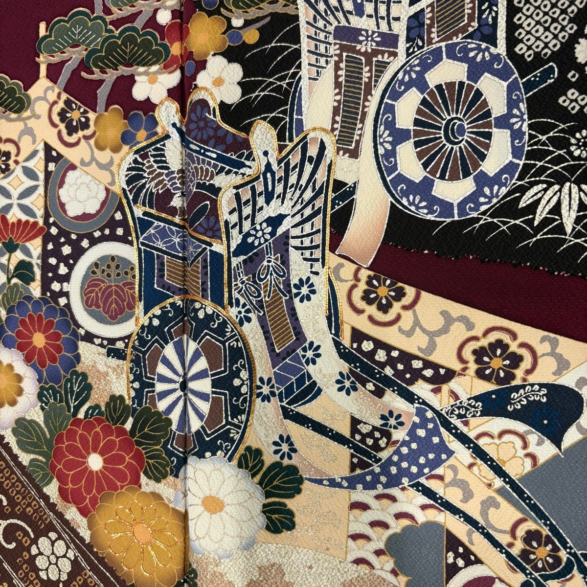振袖 美品 秀品 身丈157.5cm 裄丈65cm 正絹 【中古】 美品】 振袖 身丈157.5cm 裄丈64.5cm M 袷 草花 ヱ霞 縮緬 ぼかし 朱色