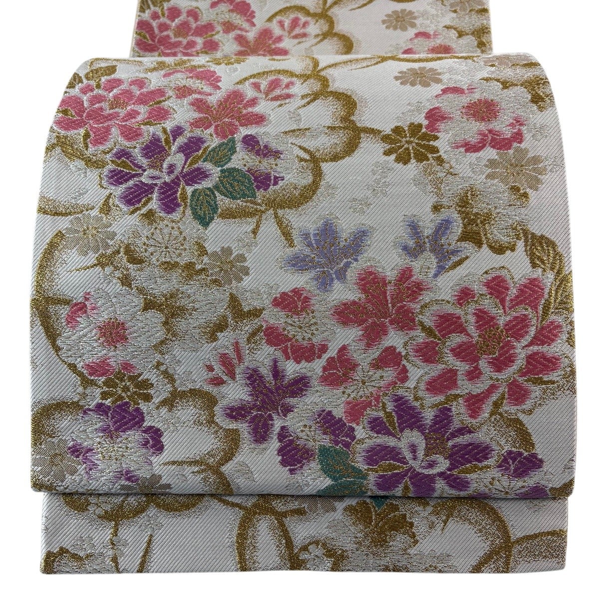 美品】 名古屋帯 優品 幾何学 ラメ 赤茶 正絹｜中古・古着・リサイクル