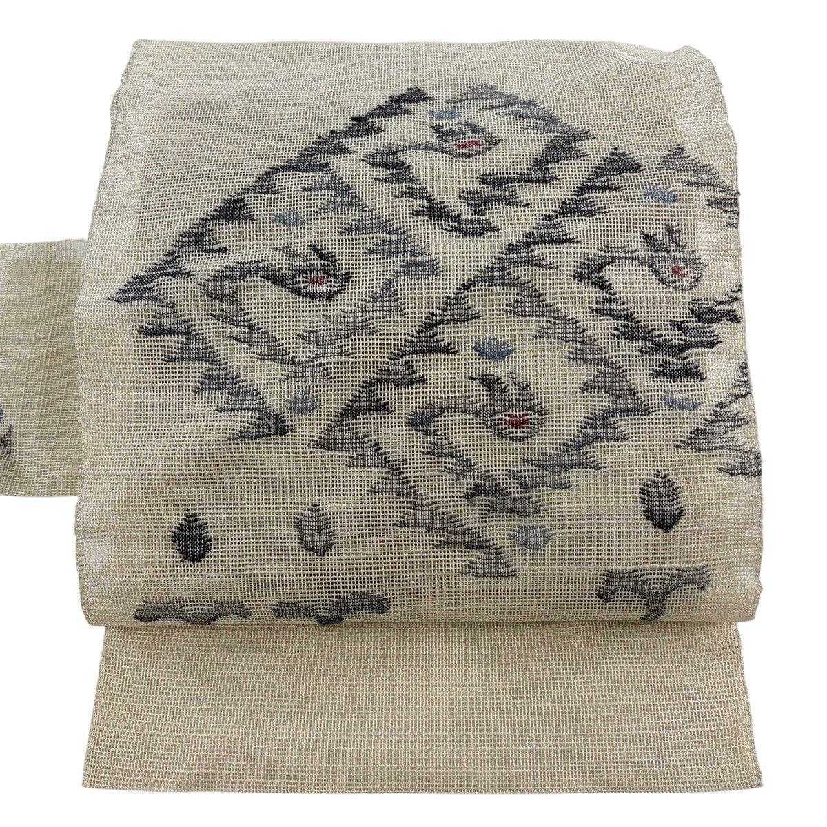 名古屋帯 秀品 八寸名古屋帯 夏帯 紗 トンネル仕立て 幾何学模様