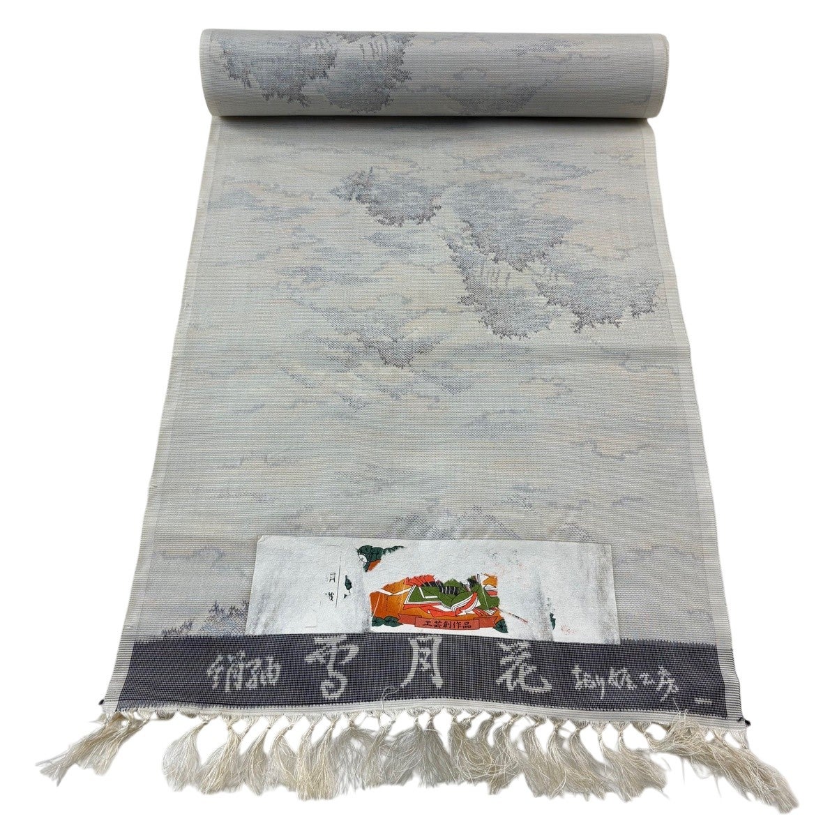 美品】 紬 身丈160cm 裄丈66cm M 袷 草花 縞 山吹色 正絹 秀品｜中古