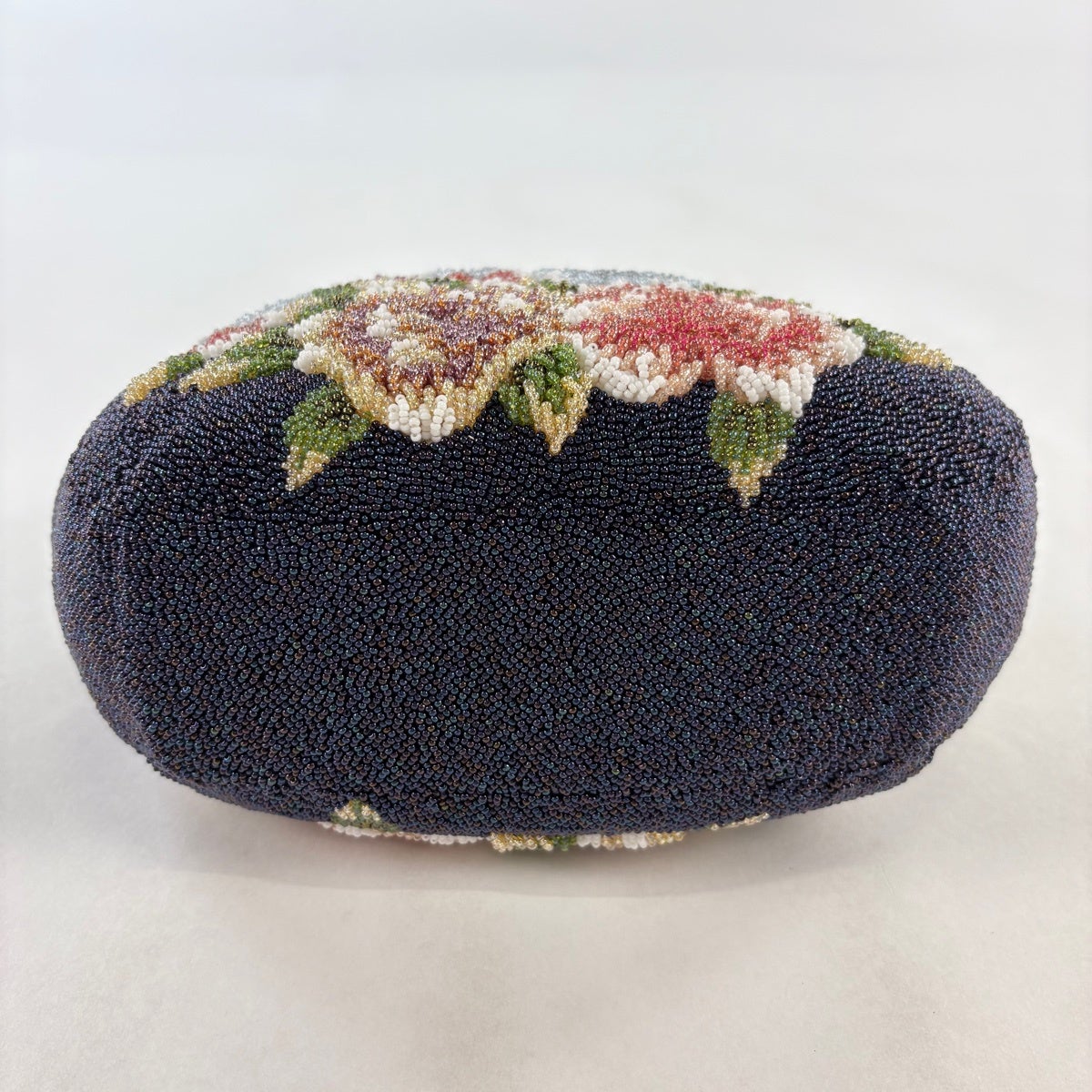 40%OFF 和装バッグ 逸品 ビーズバッグ フォーマル 草花 紺色 ビーズ